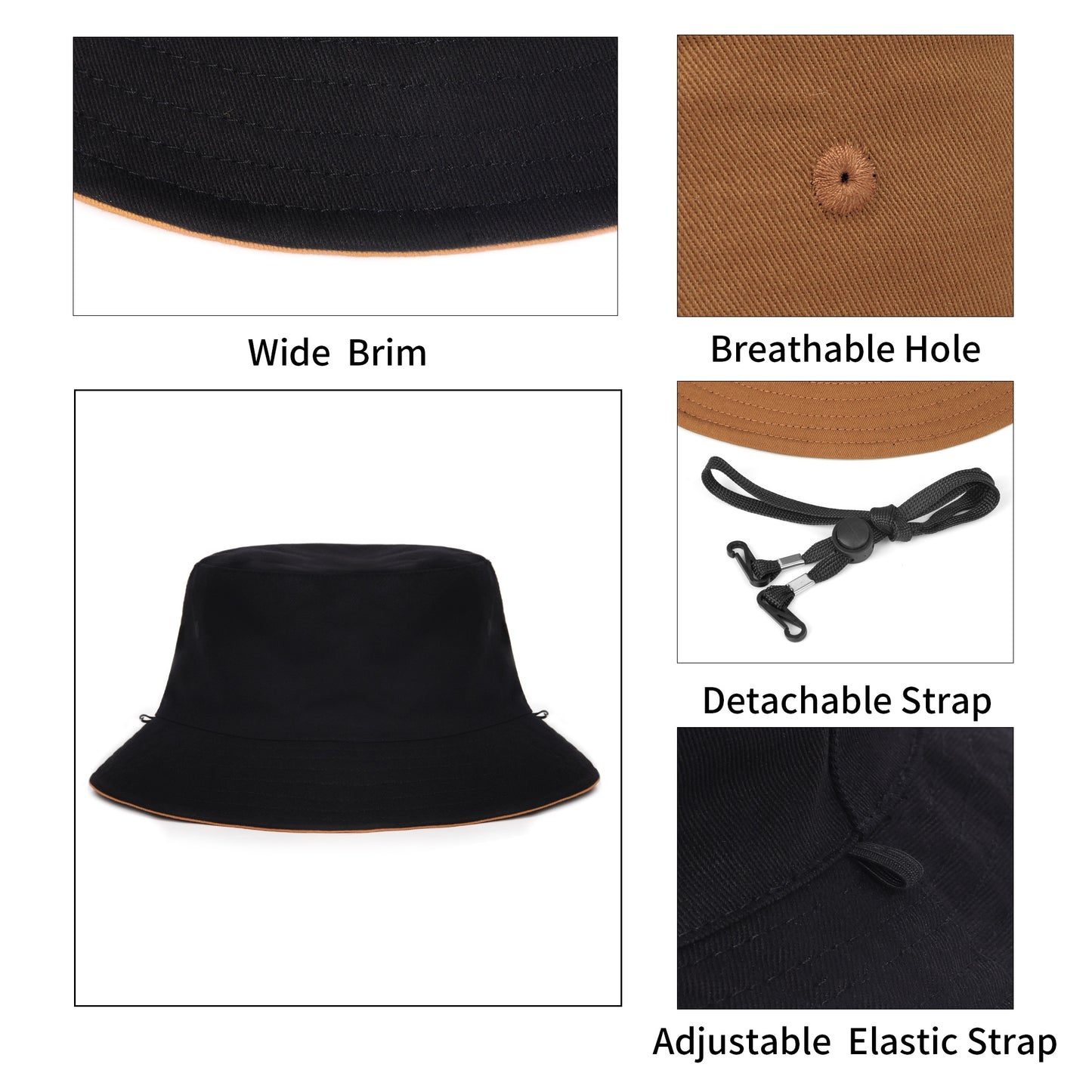 Oversized 100% Cotton Reversible Bucket Hat