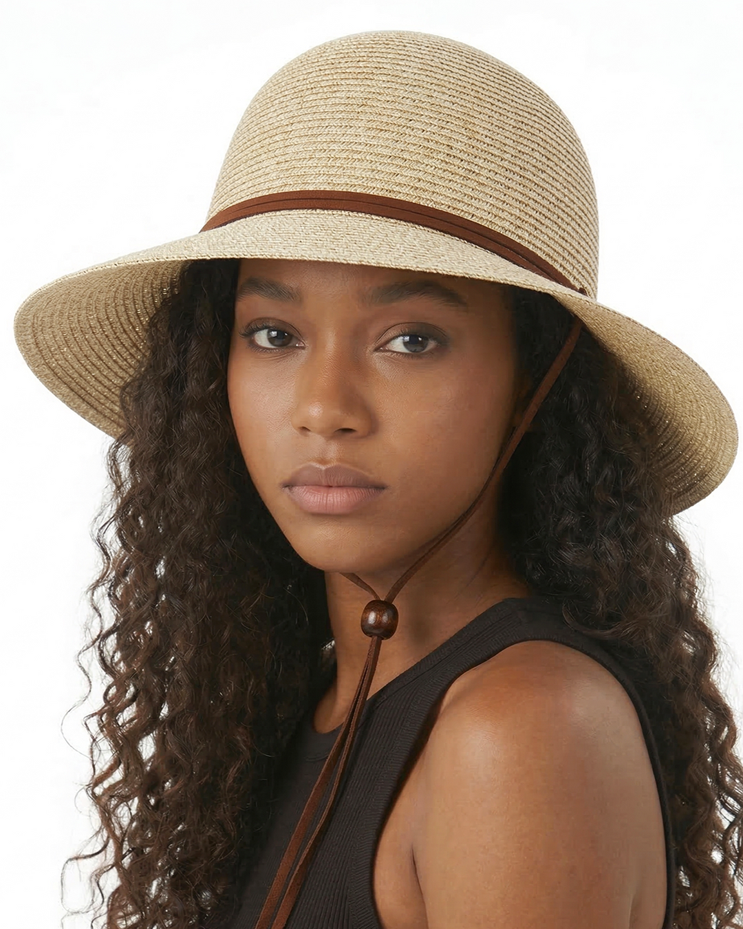 Wide Brim UPF 50+ Straw Floppy Sun Hat for Women with Chin Strap Wide Brim Straw Sun Hat with Chin Strap - Scala Hats  main image 4