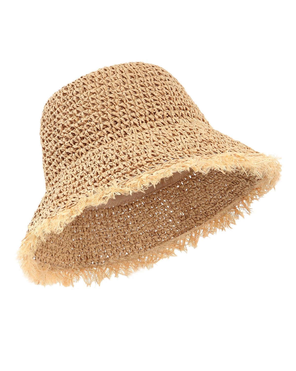 Khaki straw bucket hat for big heads XXL - front view - Zylioo