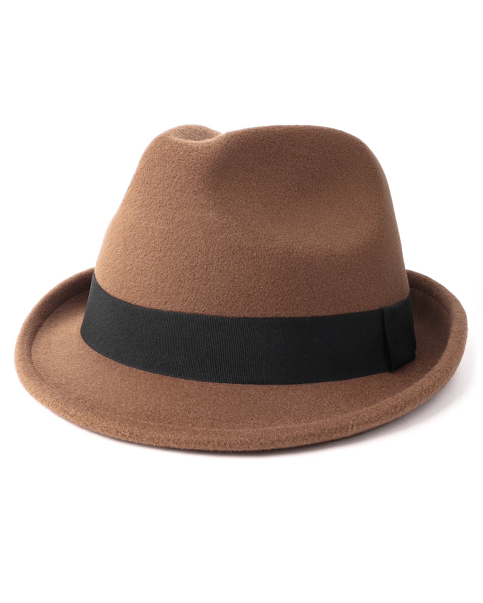 Brown adjustable felt trilby fedora for big heads XXL - front view - Zylioo