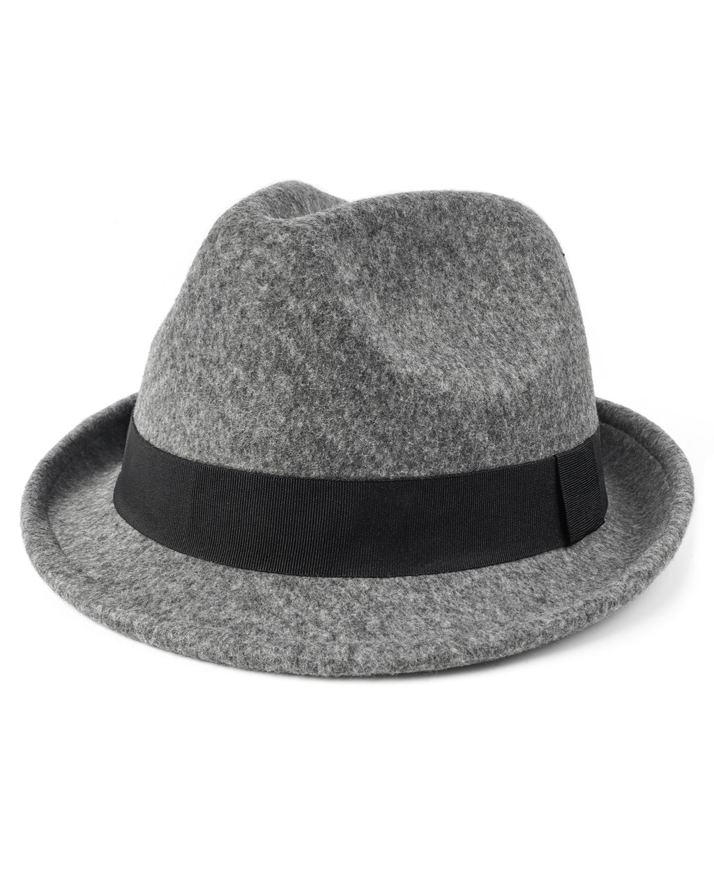 Gray adjustable felt trilby fedora for big heads XXL - front view - Zylioo