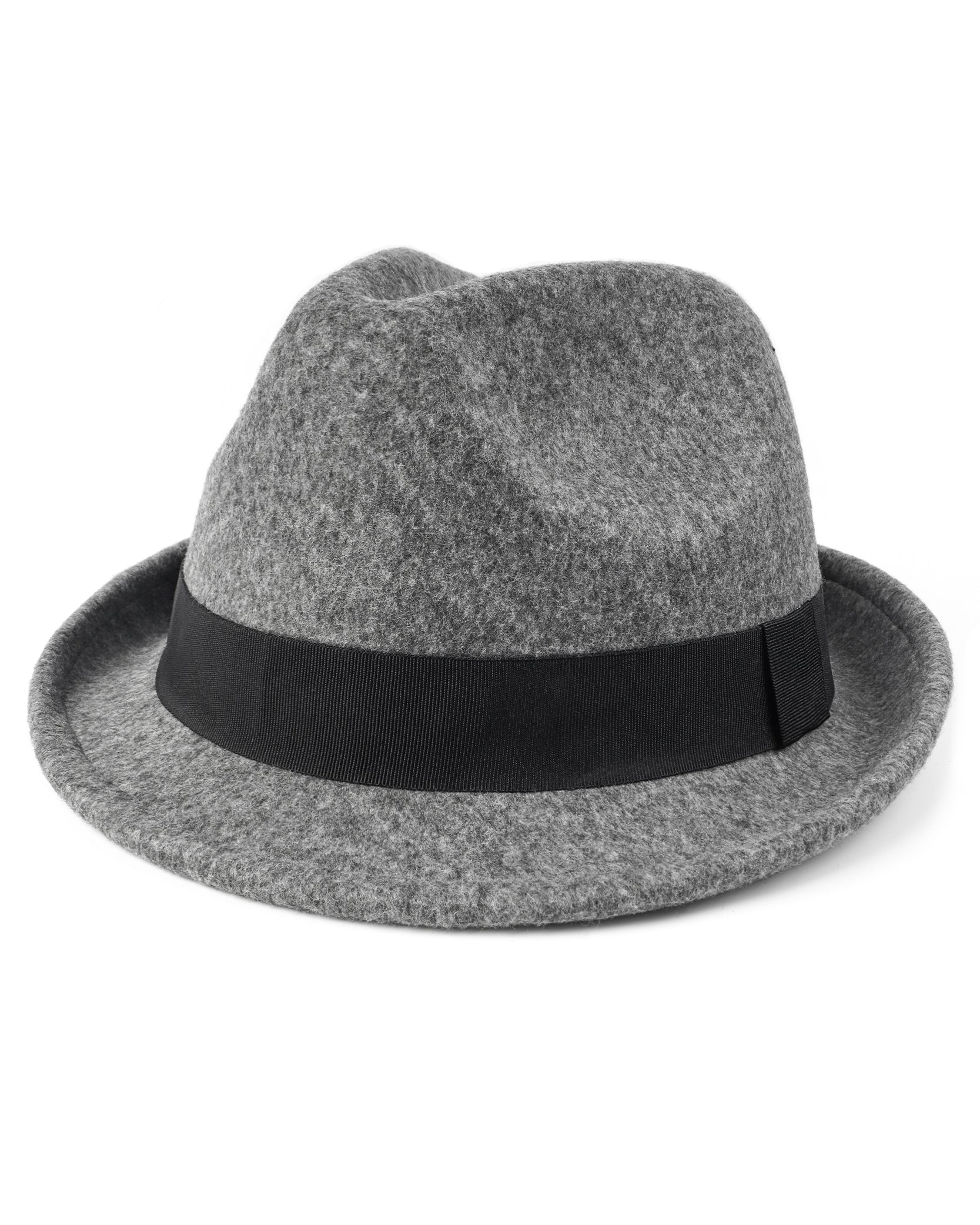 Gray adjustable felt trilby fedora for big heads XXL - front view - Zylioo
