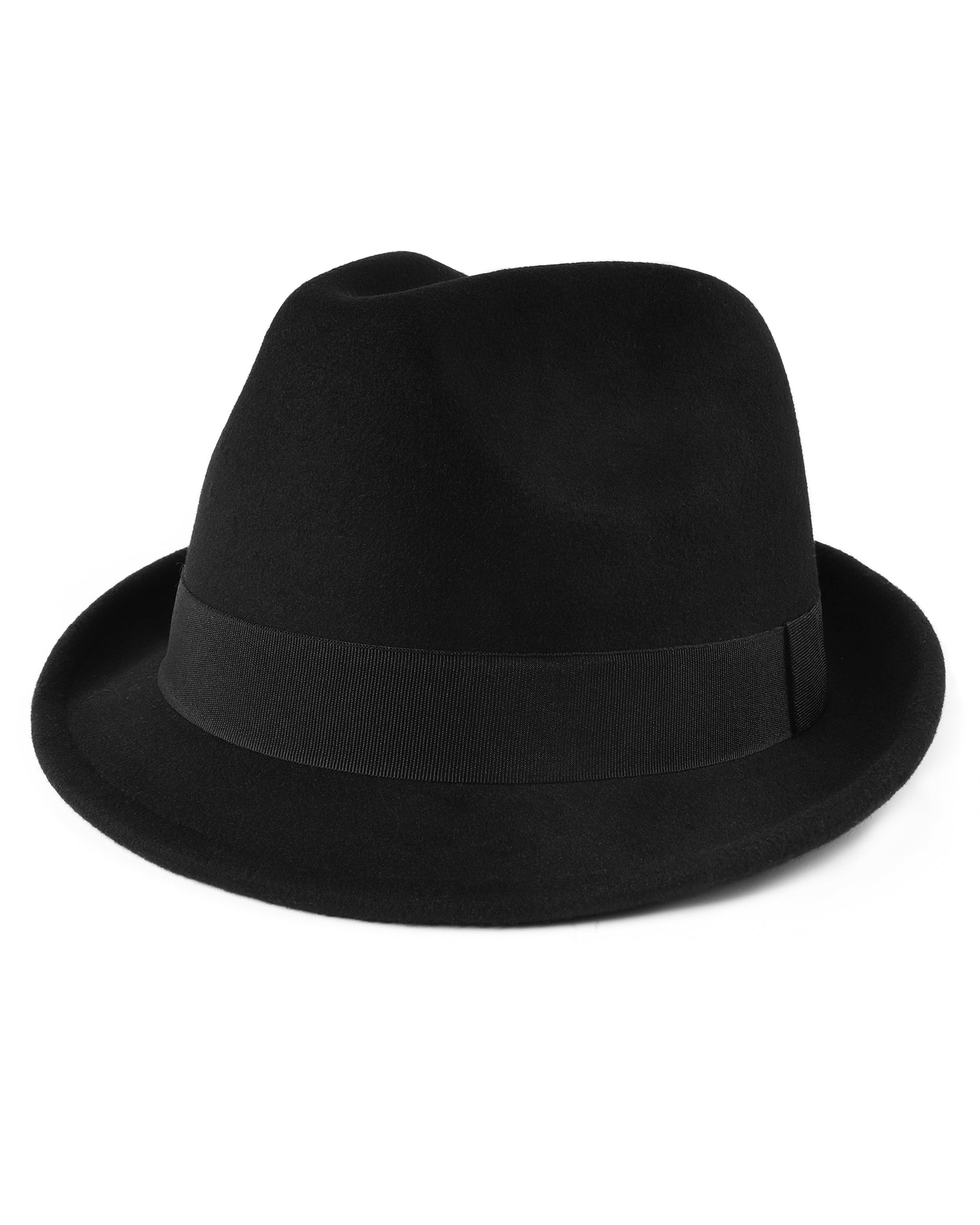 Black adjustable felt trilby fedora for big heads XXL - front view - Zylioo