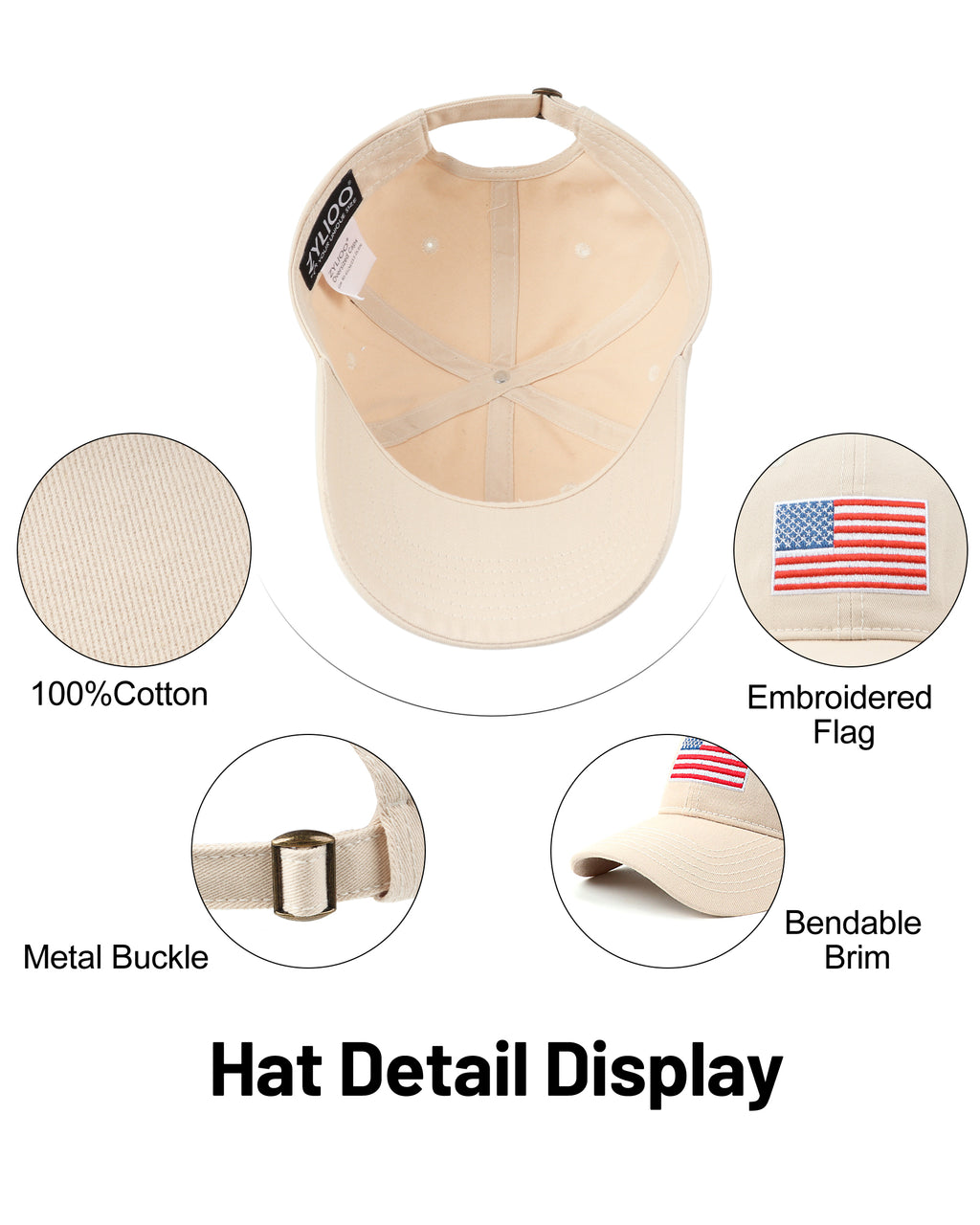 USA Flag Cotton Baseball Cap for Big Heads