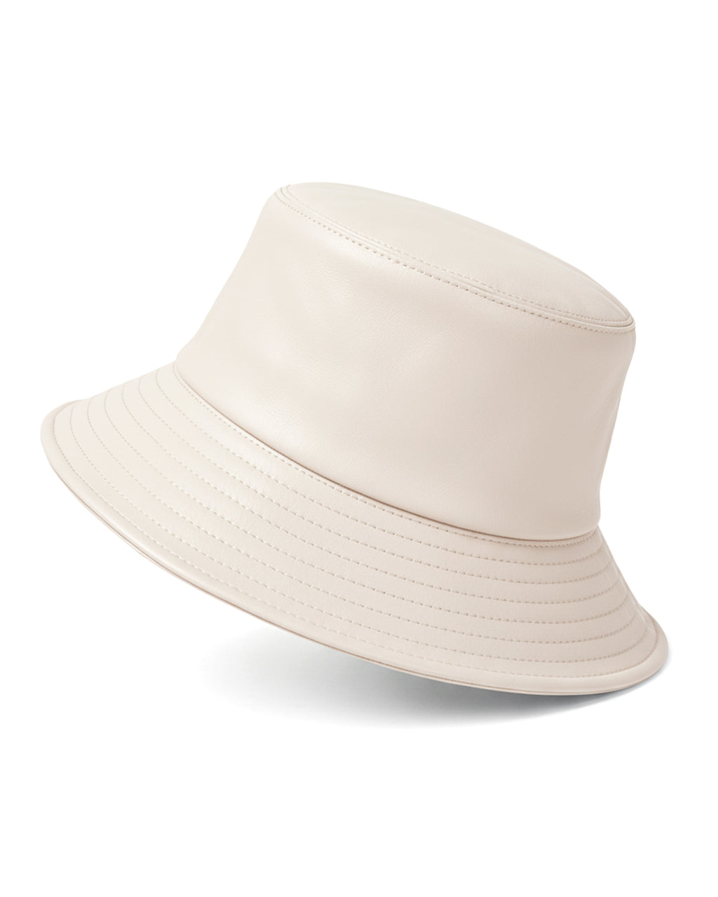 Beige PU leather bucket hat for big heads XXL - front view - Zylioo
