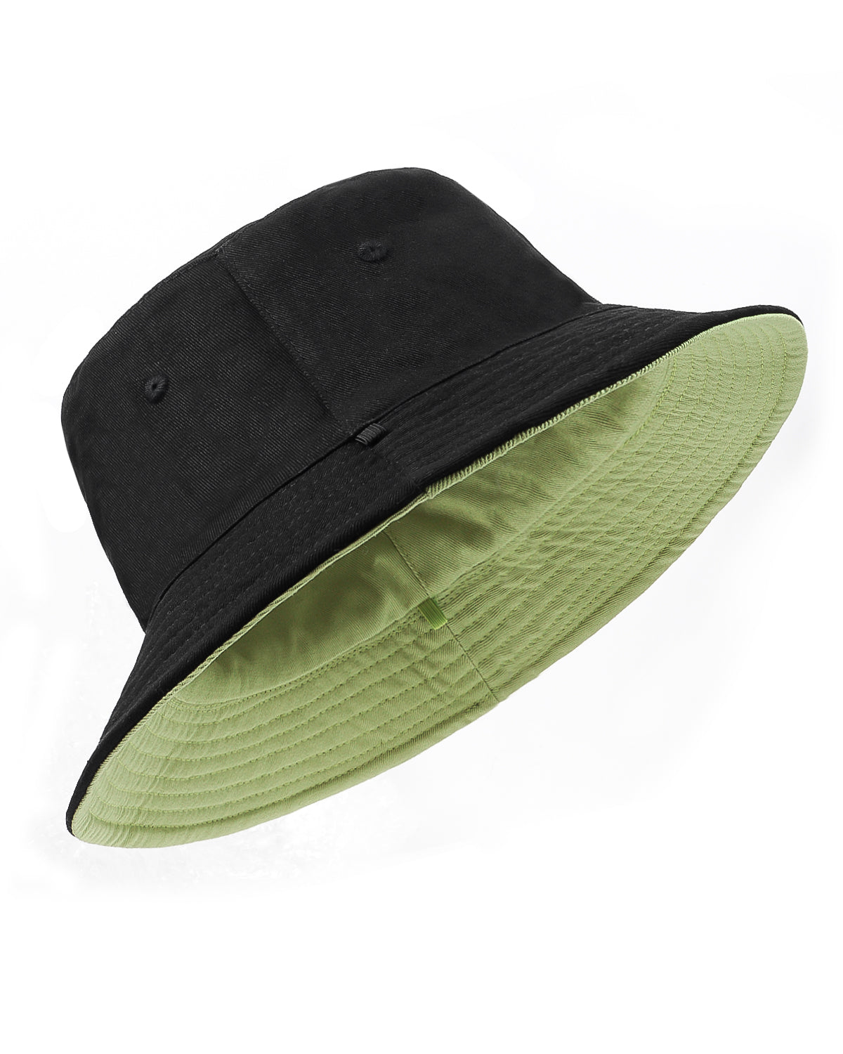 Black avocado green reversible cotton bucket hat for big heads XXL - front view - Zylioo