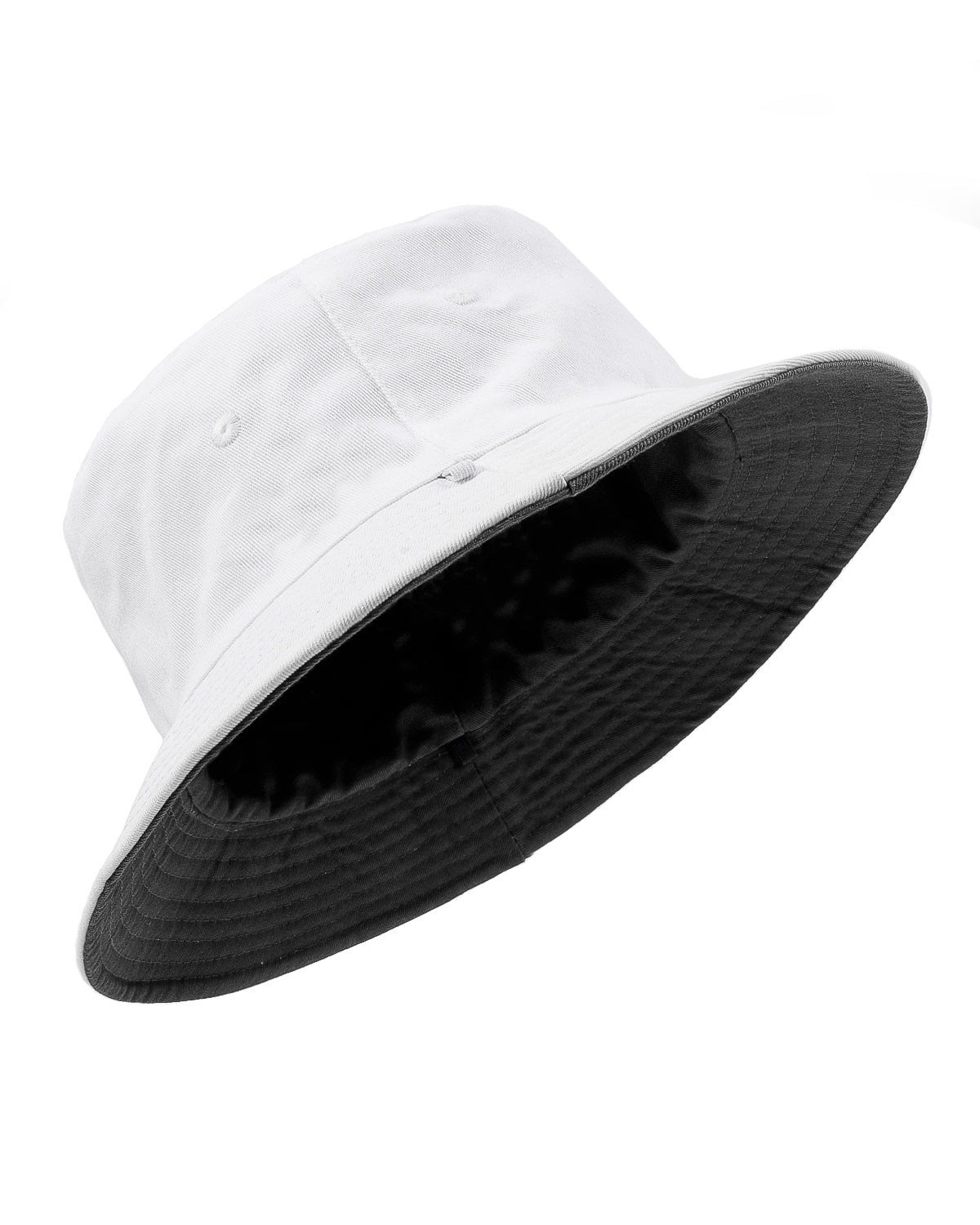 Black white reversible cotton bucket hat for big heads XXL - front view - Zylioo