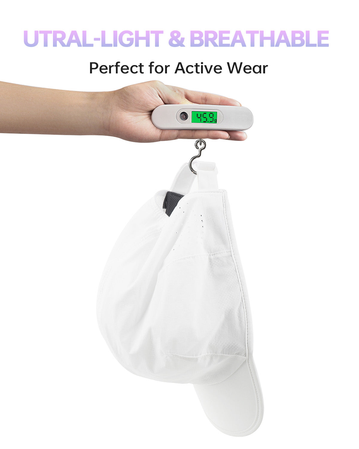 White soft crown golf cap for big heads - back view with adjustable strap