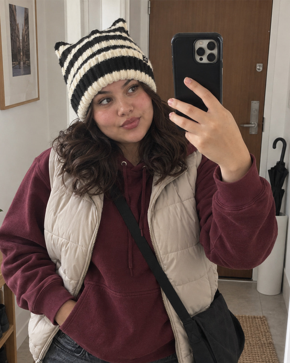 Fuzzy Cat Ear Beanie for Big Heads