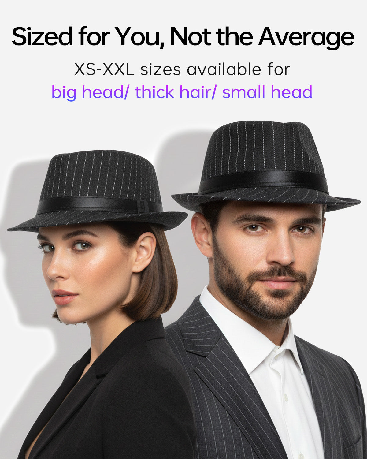 Black wool trilby fedora for big heads - on model lifestyle photo