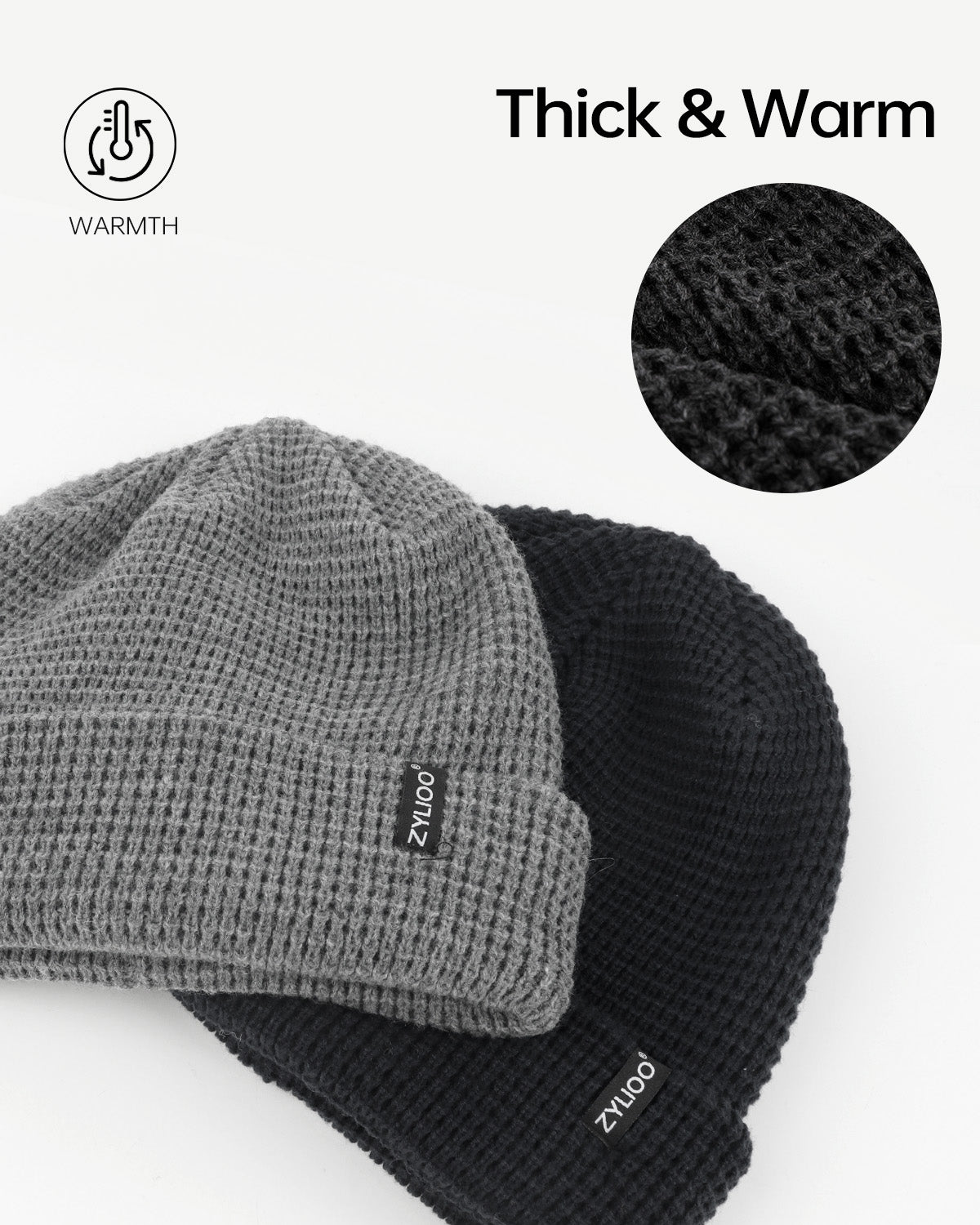 Waffle Knit Beanie for Big Heads