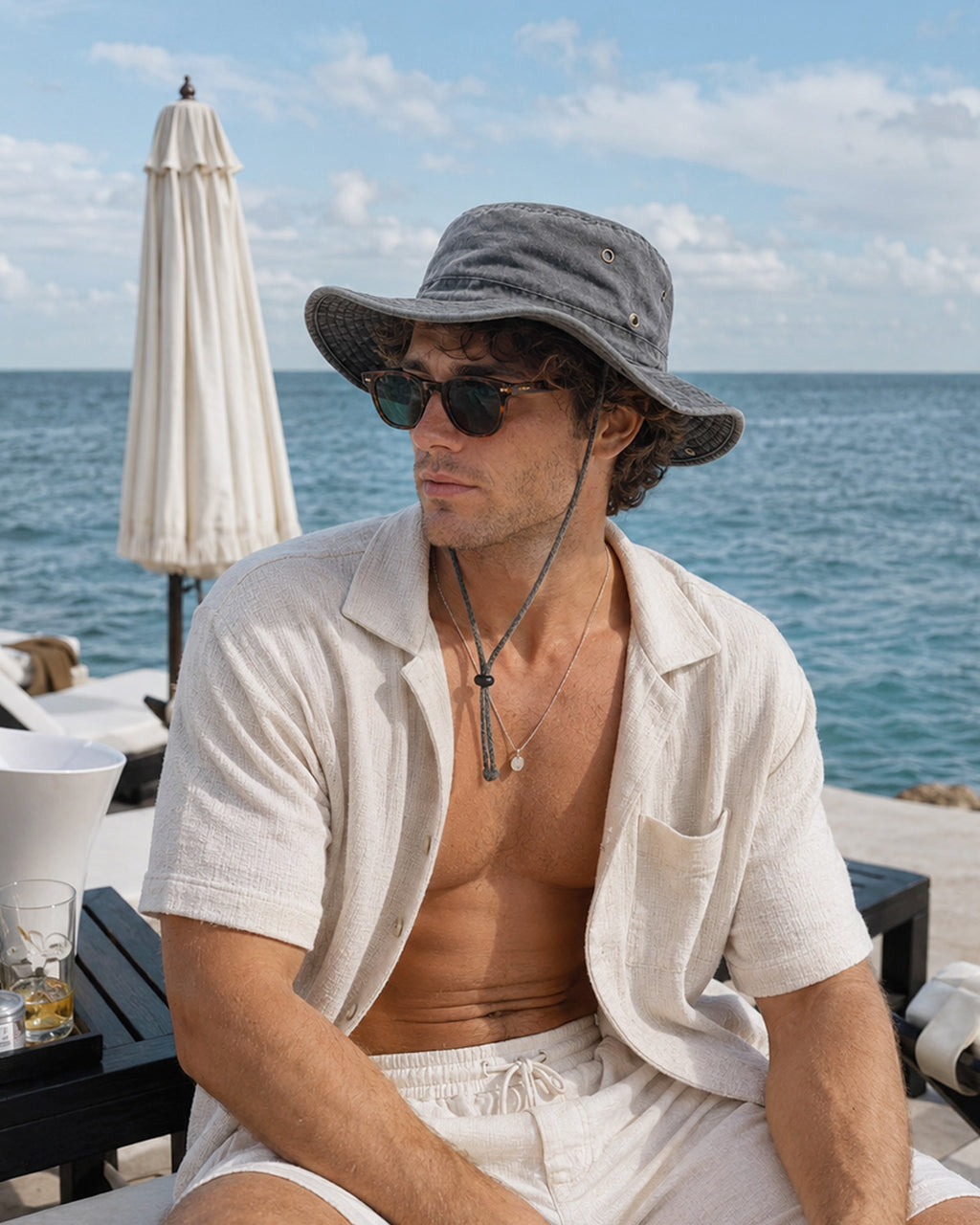 Gorro de sol tipo boonie lavado para cabezas grandes