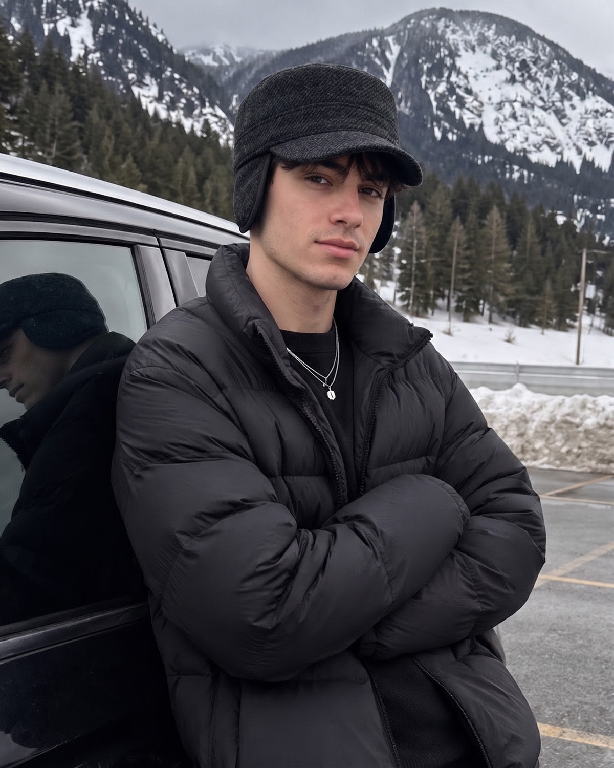 Winter Cadet Cap with Ear Flaps for Big Heads