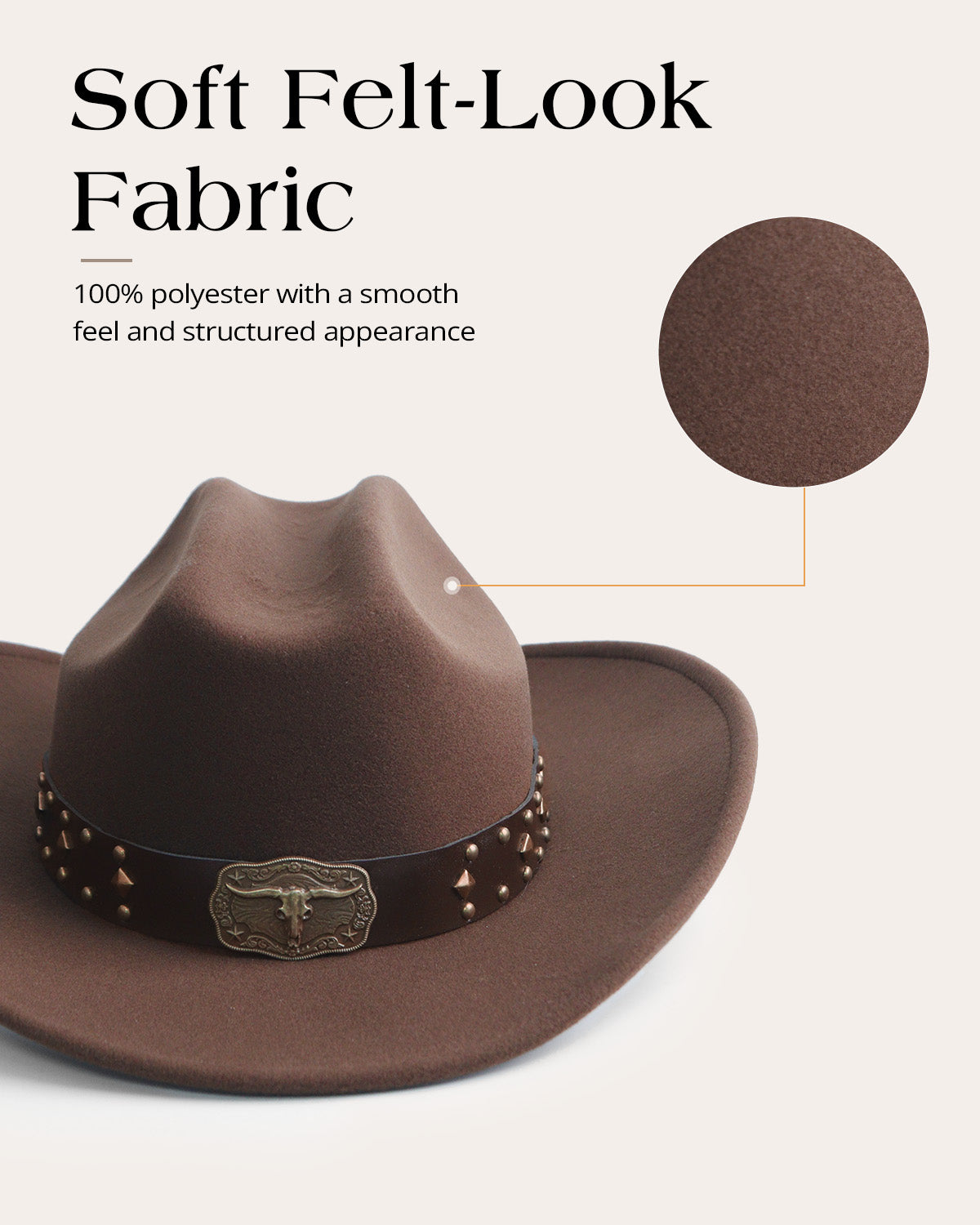 Western Felt Cowboy Hat for Big Heads