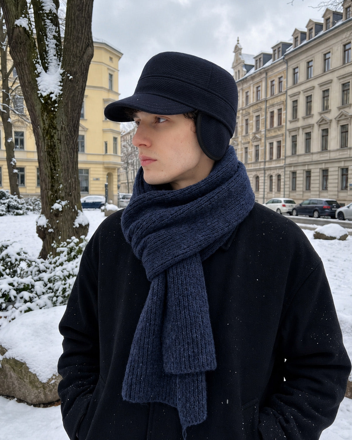 Winter Cadet Cap with Ear Flaps for Big Heads