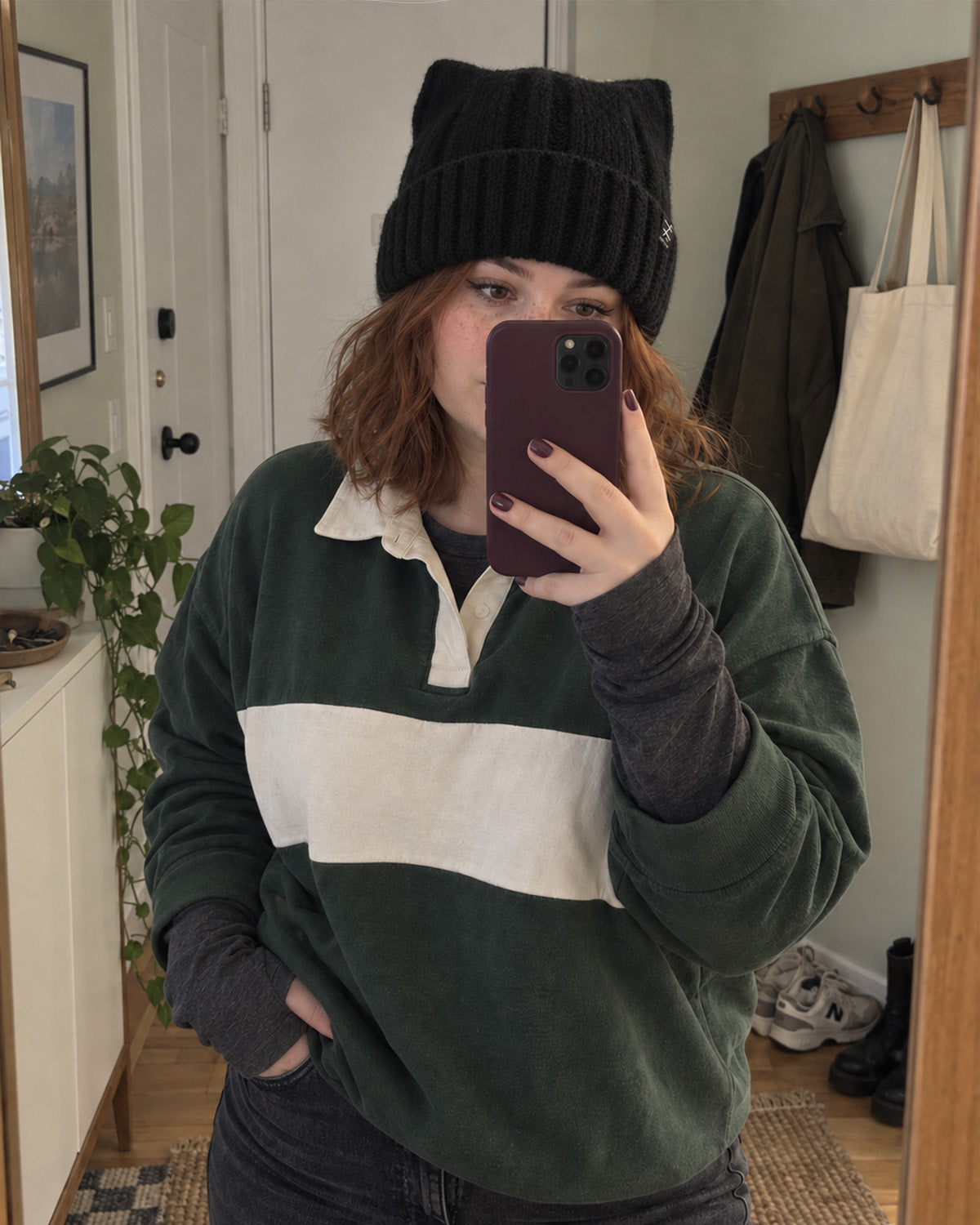 Fuzzy Cat Ear Beanie for Big Heads