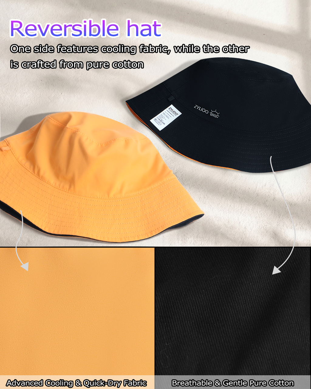 Reversible Cooling Bucket Hat for Big Heads