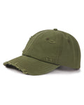 Army green distressed cotton baseball cap for big heads front view