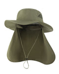 Army green neck flap sun hat for big heads XXL - front view - Zylioo