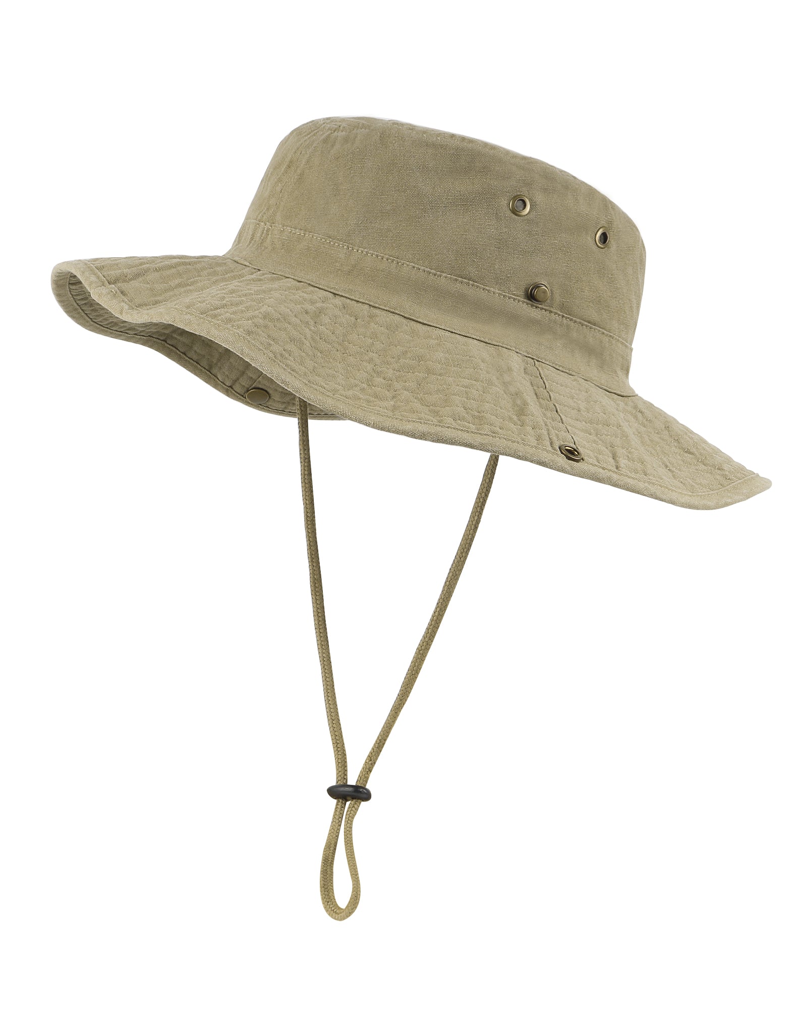 Khaki washed boonie sun hat for big heads XXL - front view - Zylioo