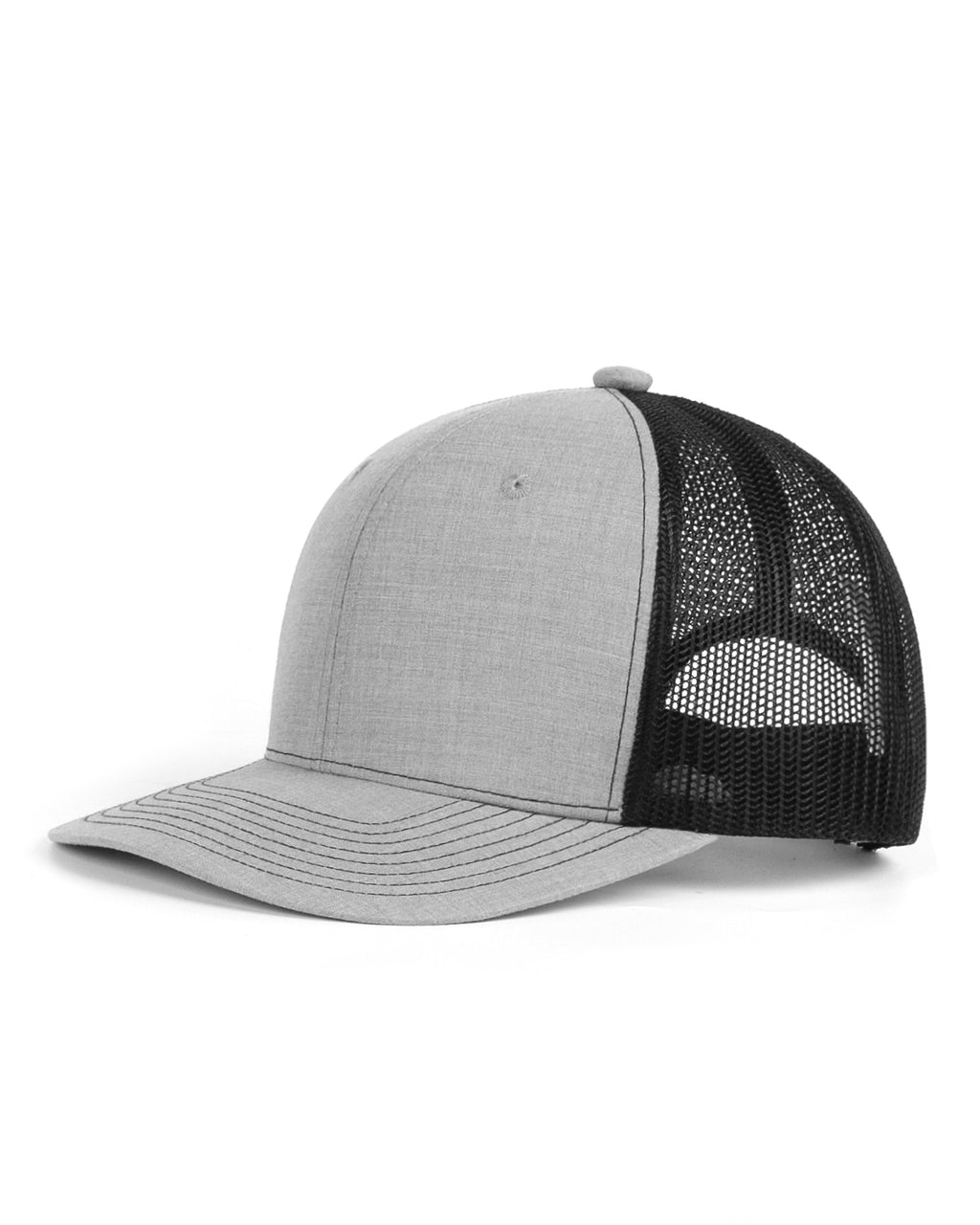 Gray mid profile snapback mesh trucker hat for big heads XXL - front view - Zylioo