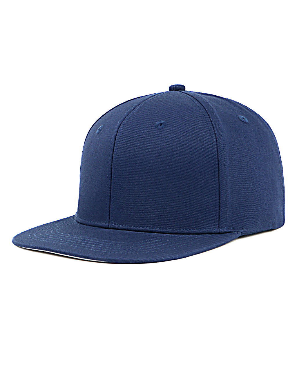 Navy flat bill snapback baseball cap for big heads XXL - three quarter view - Zylioo