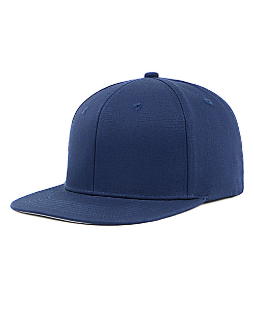 Navy flat bill snapback baseball cap for big heads XXL - three quarter view - Zylioo