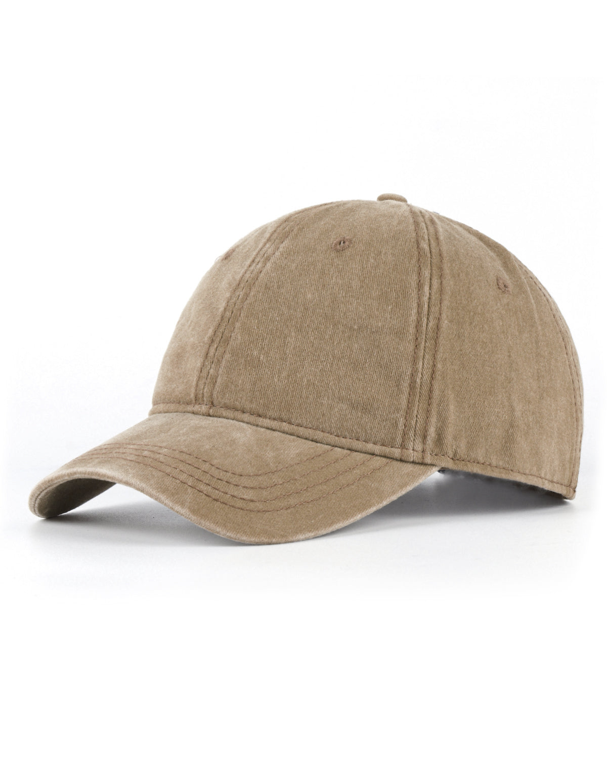 Khaki washed denim baseball cap for big heads XXL - front view - Zylioo