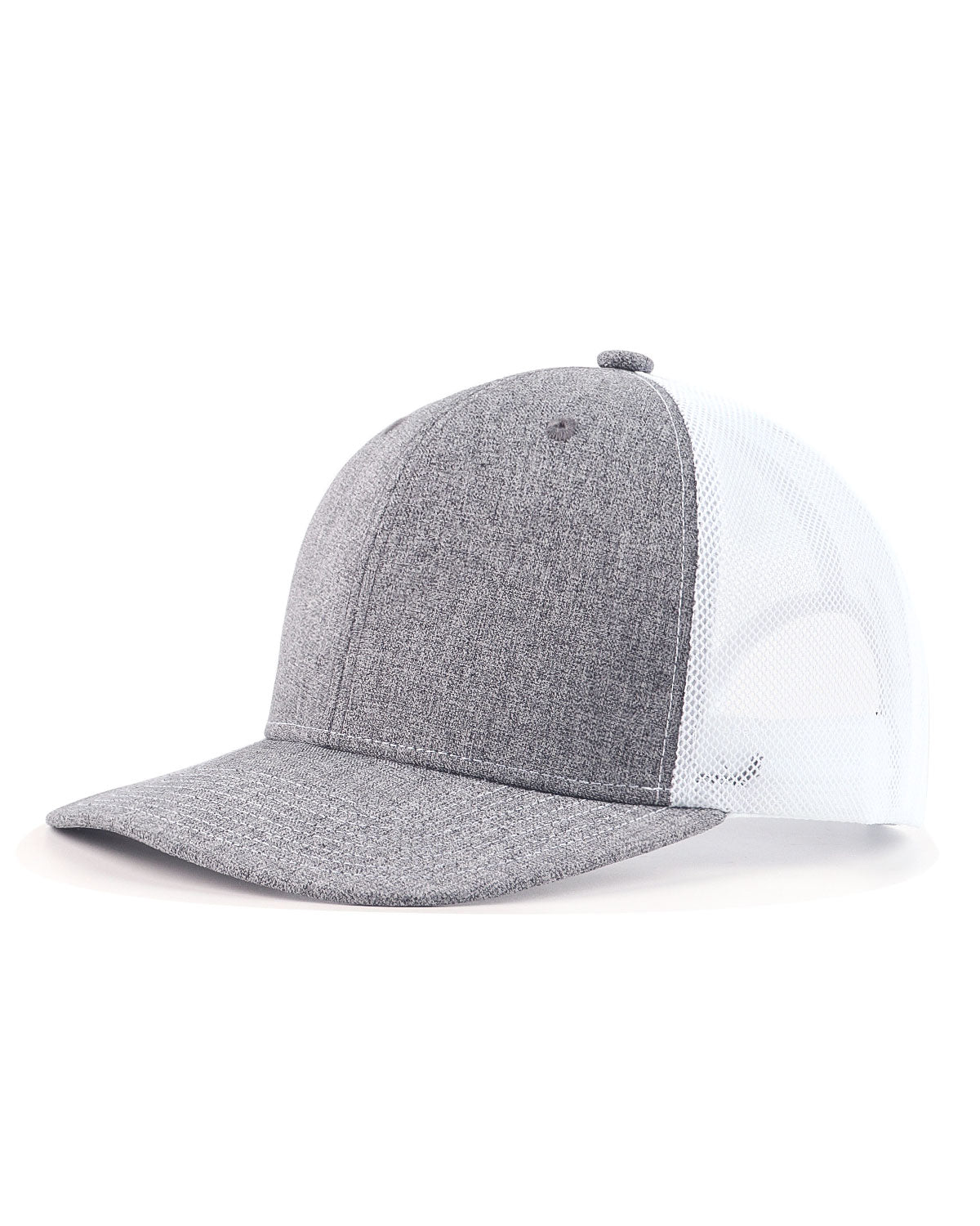 Gray mid profile snapback mesh trucker hat for big heads XXL - front view - Zylioo