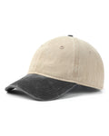 Khaki black two-tone washed low profile baseball cap for big heads XXL - front view - Zylioo