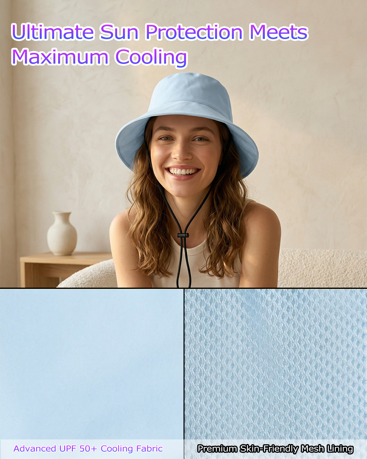 Cooling Wide Brim Sun Hat for Big Heads