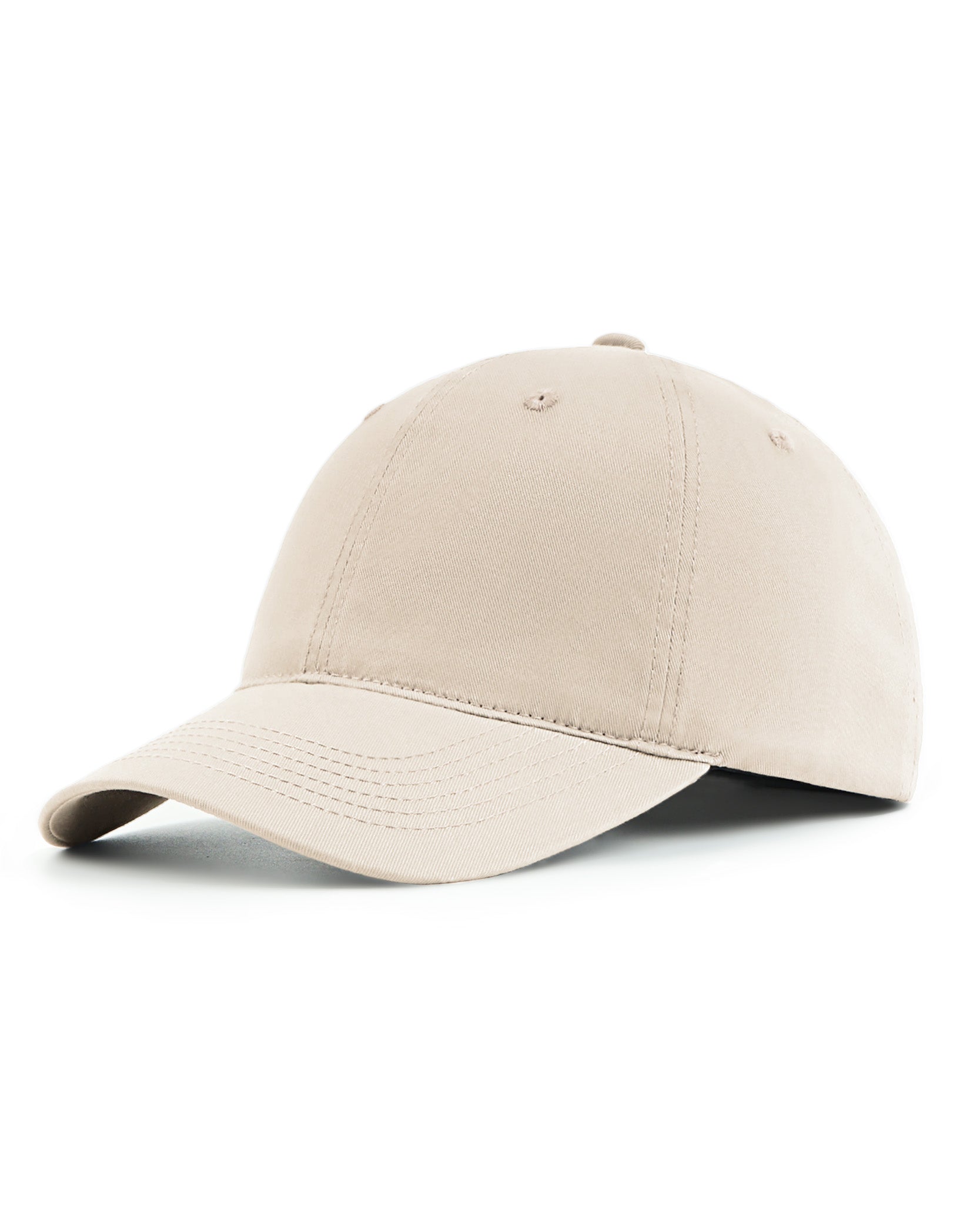 Beige soft closed back baseball cap for big heads front view
