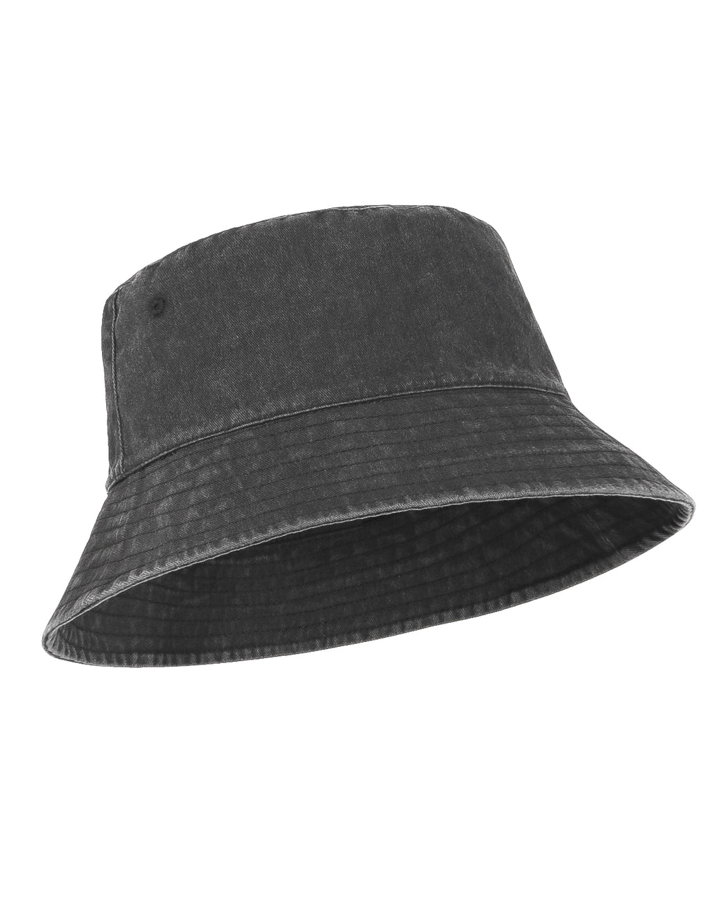 Black cotton washed denim bucket hat for big heads XXL - front view - Zylioo