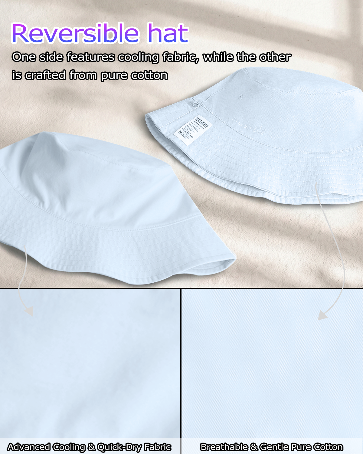 Reversible Cooling Bucket Hat for Big Heads