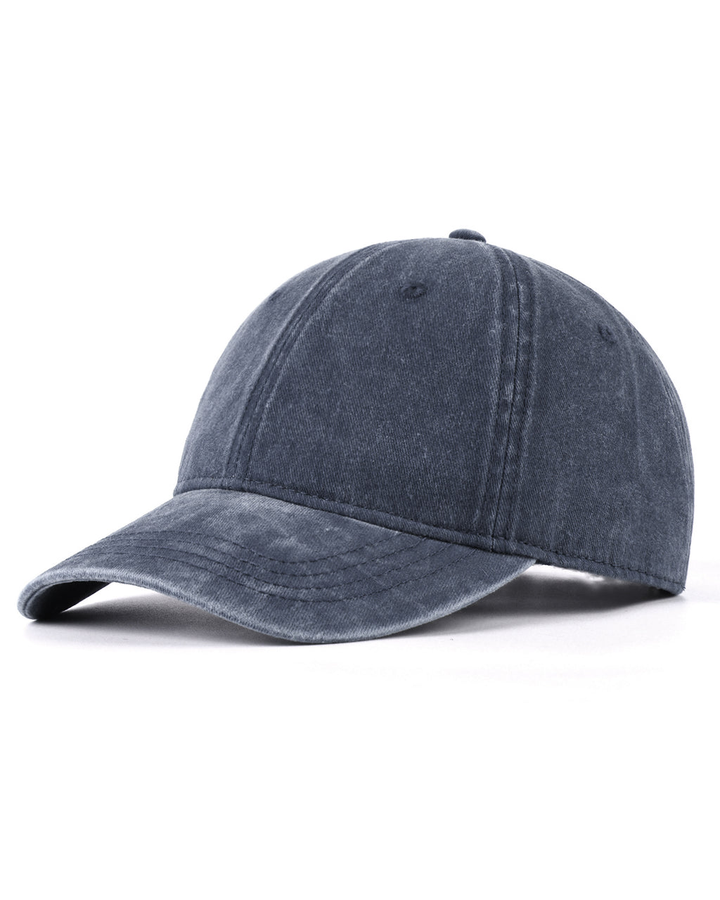 Navy blue washed denim baseball cap for big heads XXL - front view - Zylioo