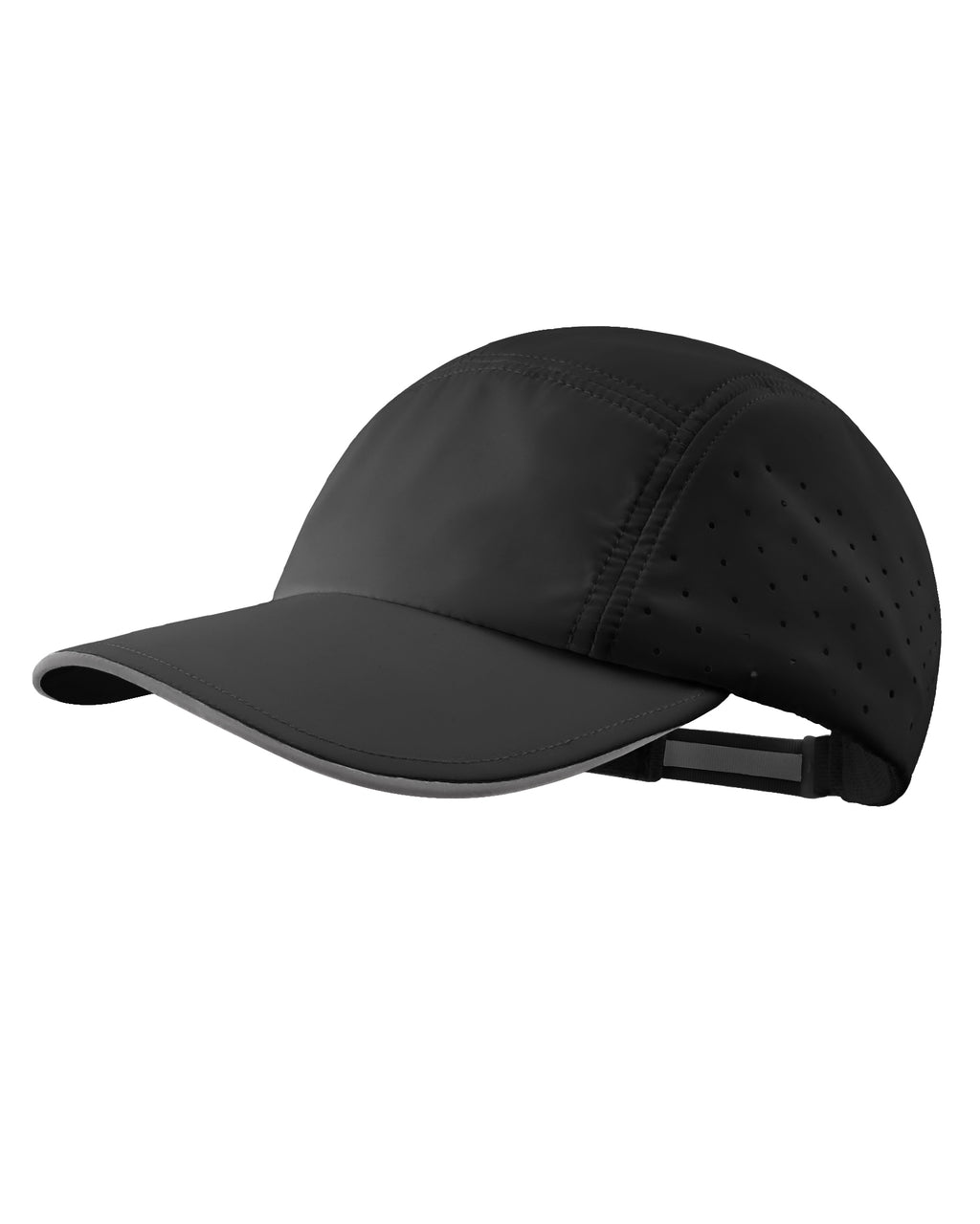 Black 5-panel quick-dry baseball cap side view