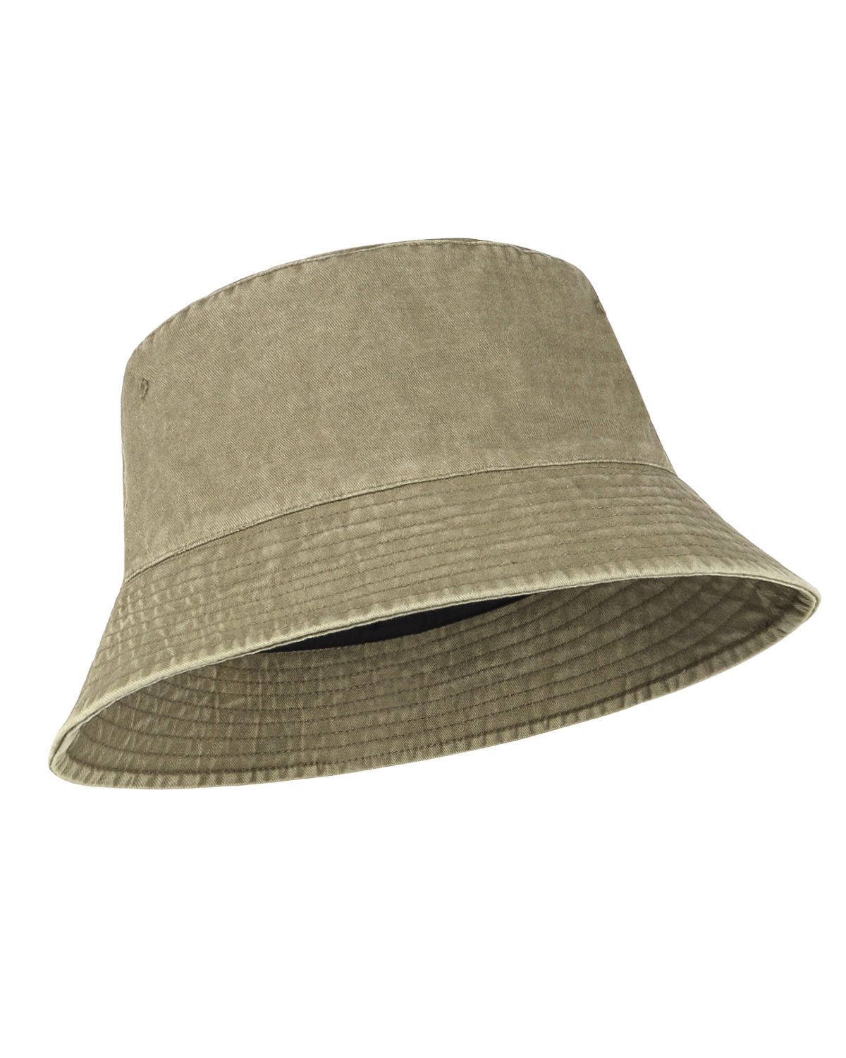 Khaki cotton washed denim bucket hat for big heads XXL - front view - Zylioo