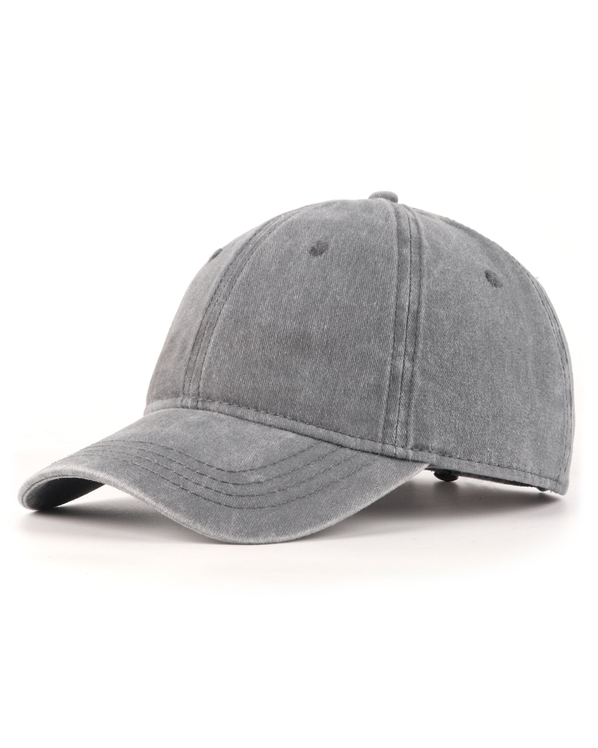 Gray washed denim baseball cap for big heads XXL - front view - Zylioo