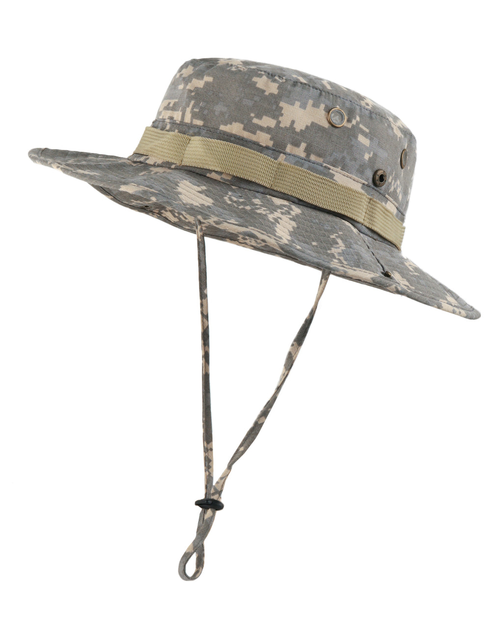 Gray tactical boonie sun hat for big heads XXL - front view - Zylioo