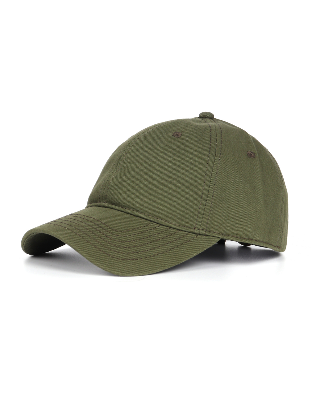 Army green cotton baseball cap for big heads - side angle view
