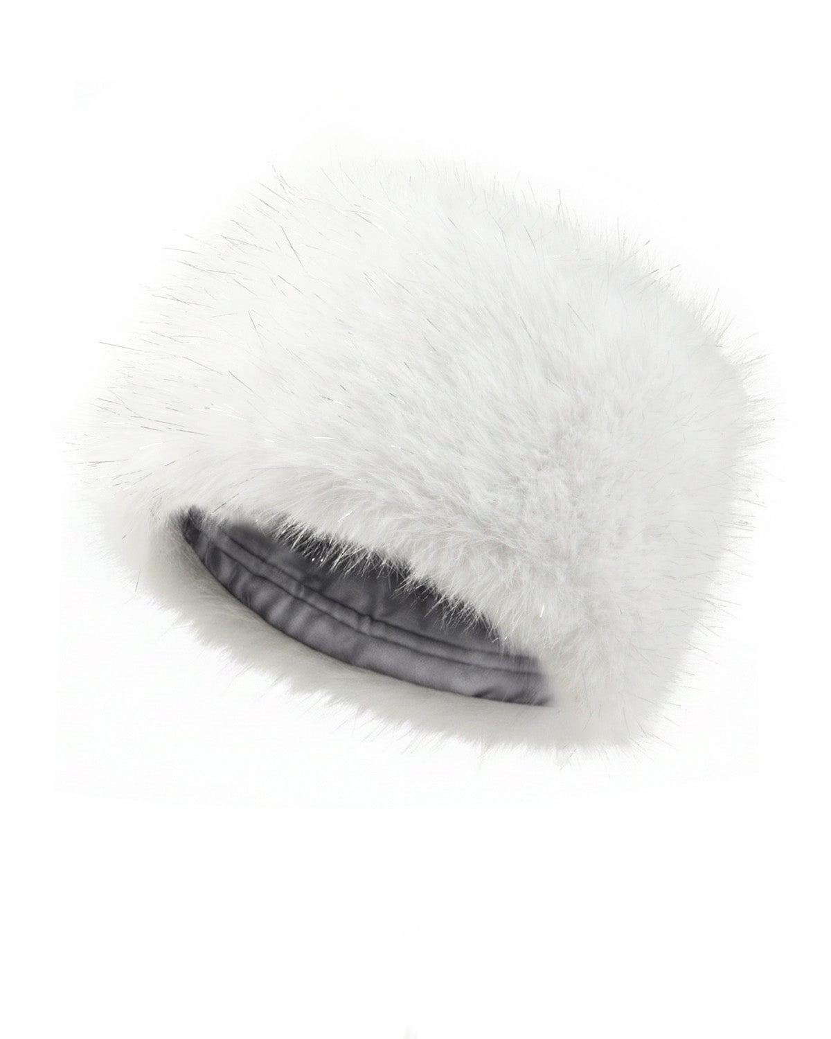 White faux fur cossack hat for big heads XXL - front view - Zylioo