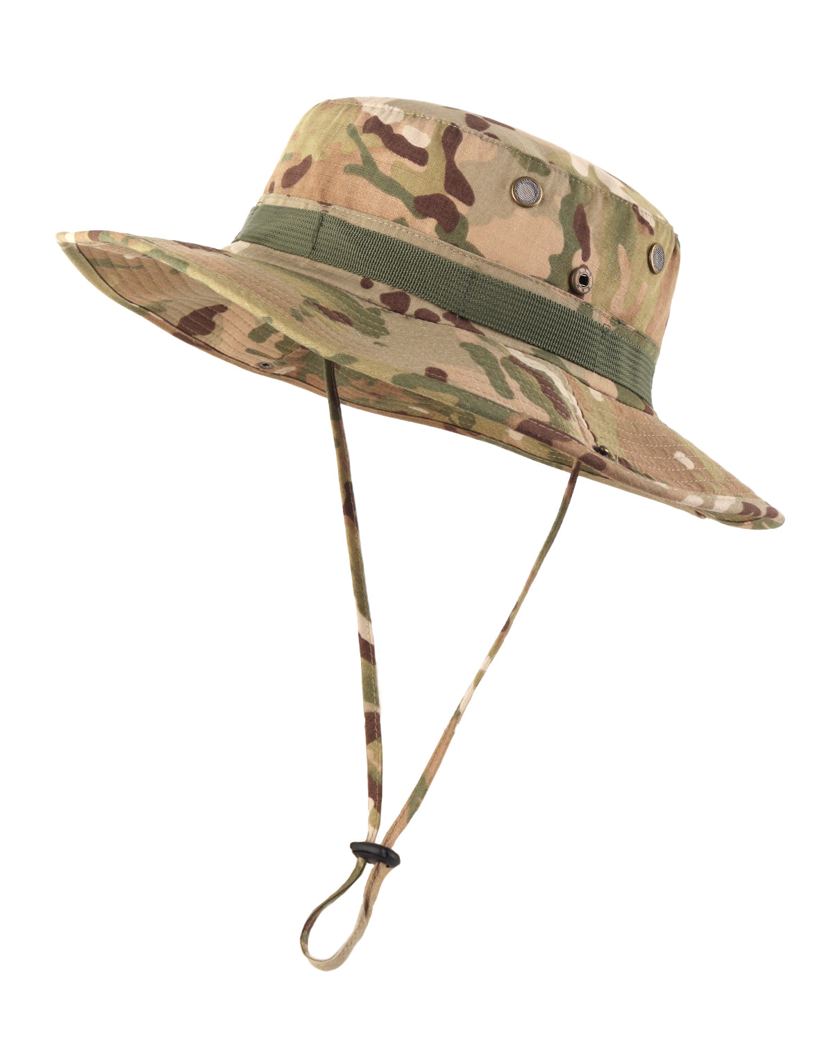 Black tactical boonie sun hat for big heads XXL - front view - Zylioo