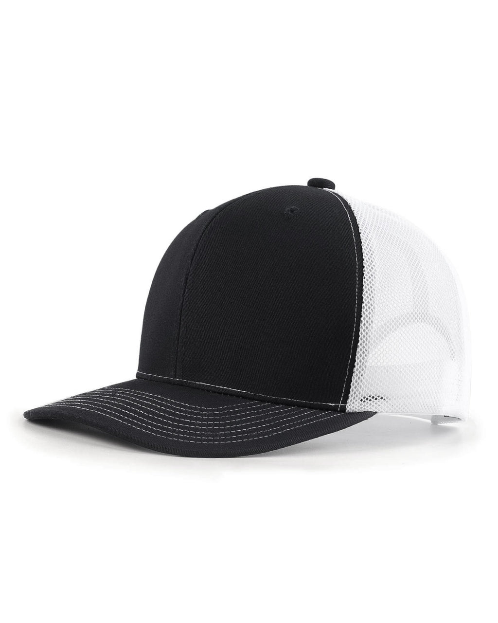 Black mid profile snapback mesh trucker hat for big heads XXL - front view - Zylioo