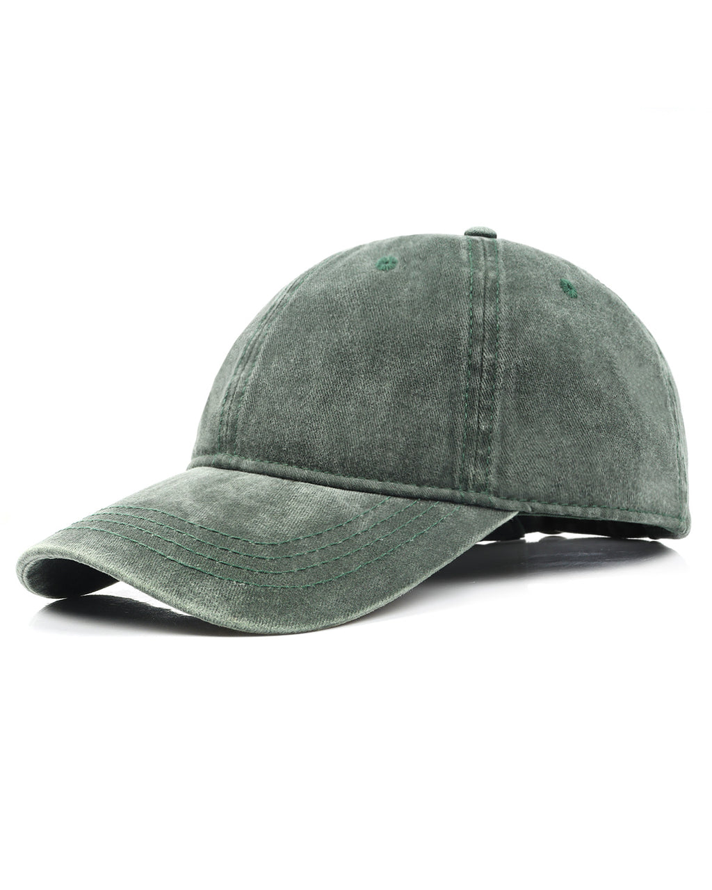 Army green washed denim baseball cap for big heads XXL - front view Zylioo