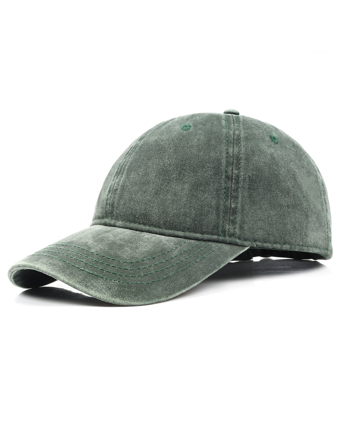 Army green washed denim baseball cap for big heads XXL - front view Zylioo