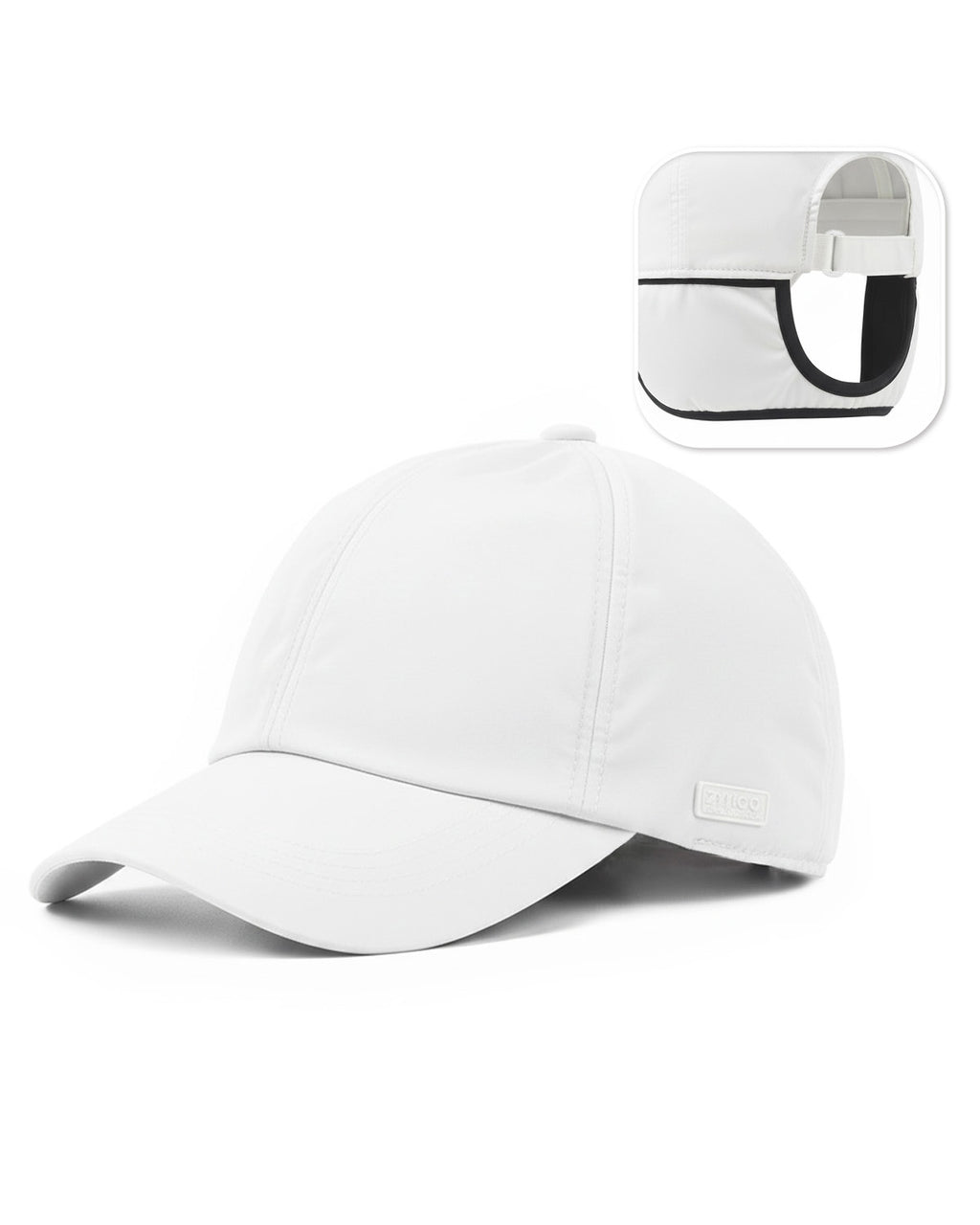 White thermal baseball cap with ear flaps for big heads front view