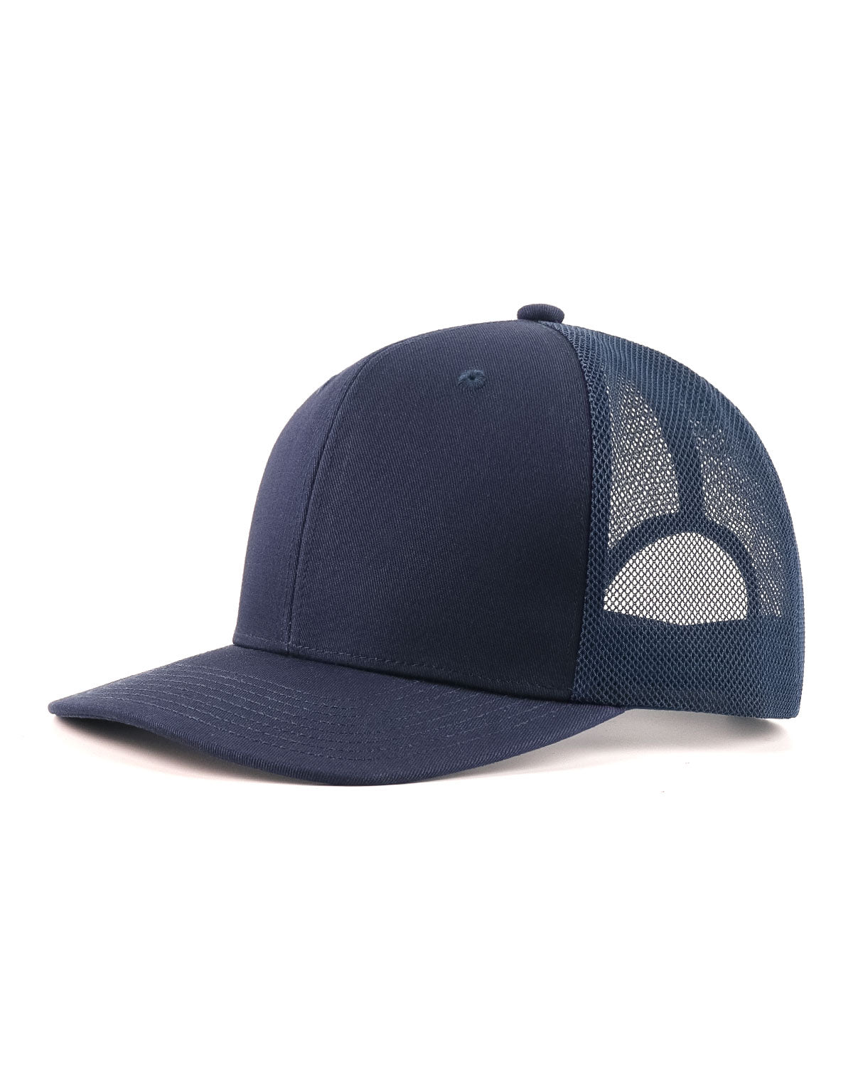 Navy blue mid profile snapback mesh trucker hat for big heads XXL - front view - Zylioo