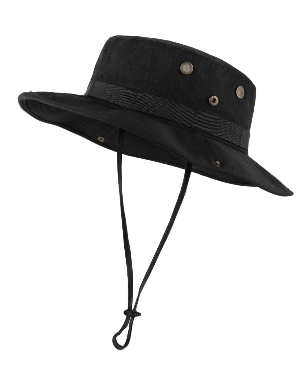 Black tactical boonie sun hat for big heads XXL - front view - Zylioo