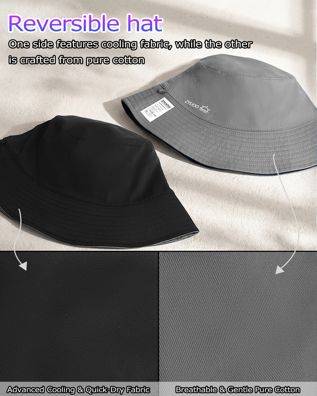 XXL Reversible Cooling Bucket Hat for Big Heads | Zylioo display picture 1