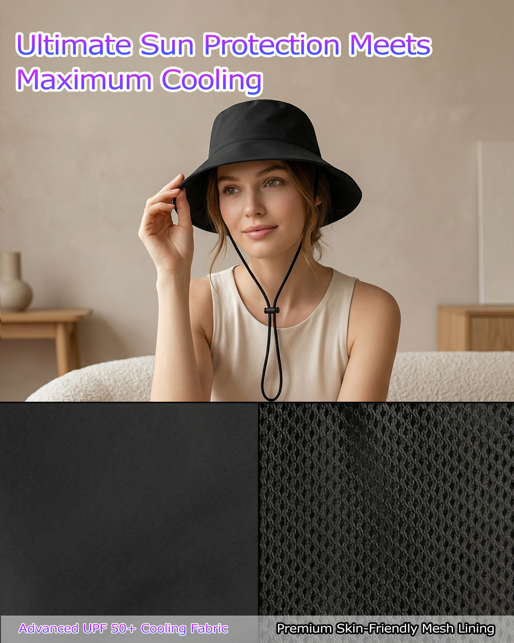 Cooling Wide Brim Sun Hat for Big Heads